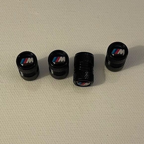 BMW Motorsports Valve Stem Caps in Black Set of 4 NWT - Picture 2 of 4